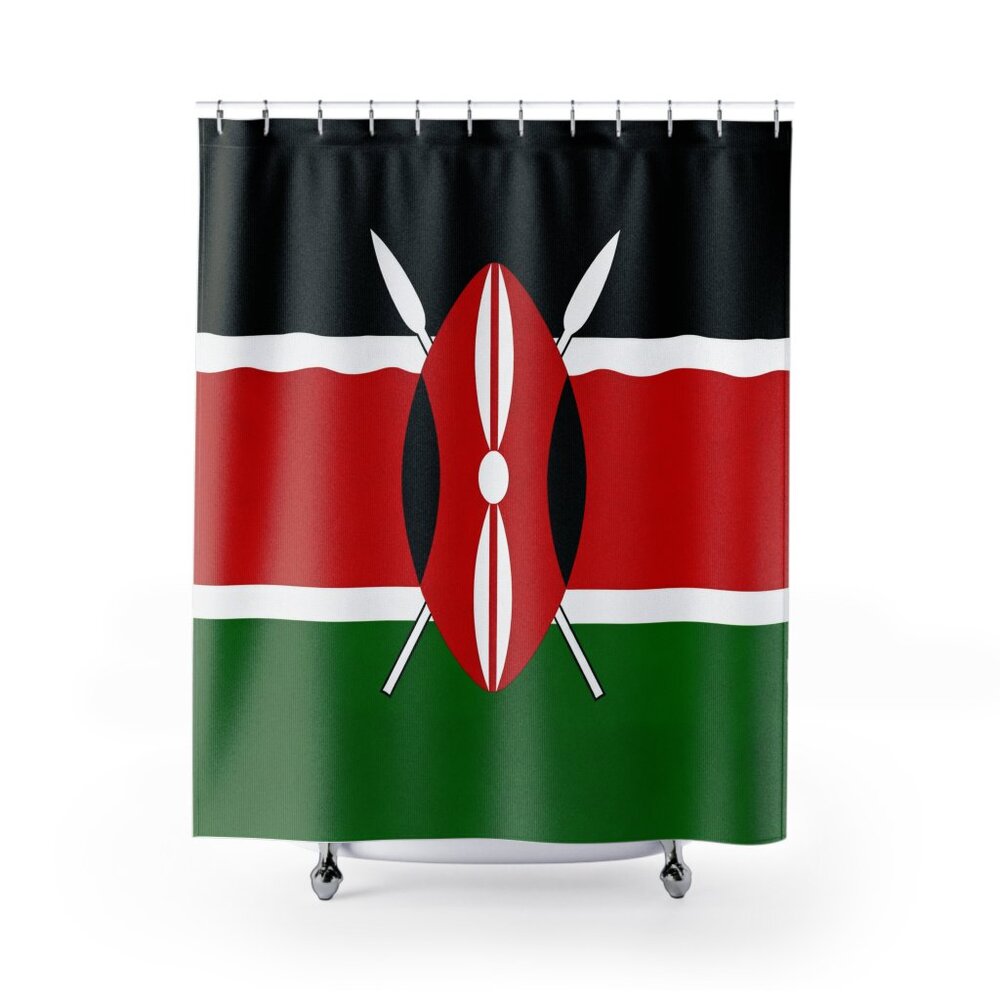 Kenya Flag Stylish Design 71" x 74" Elegant Waterproof Shower Curtain for a Spa-